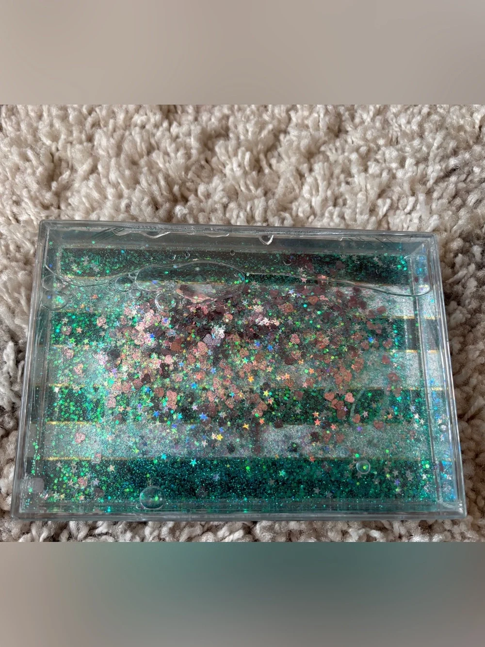 Dream Big Glitter Block Picture Frame - Teal Script on Black & White Stripes